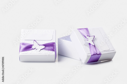 white gift boxes isolated on white