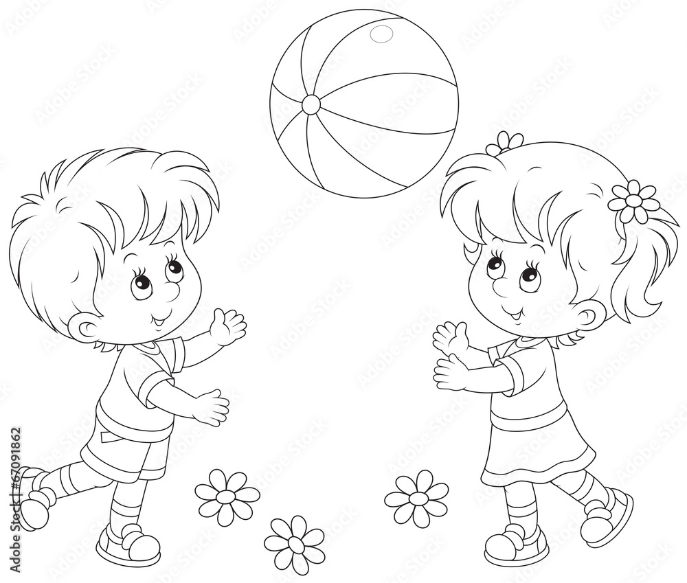 Children playing a ball Stock Vector | Adobe Stock