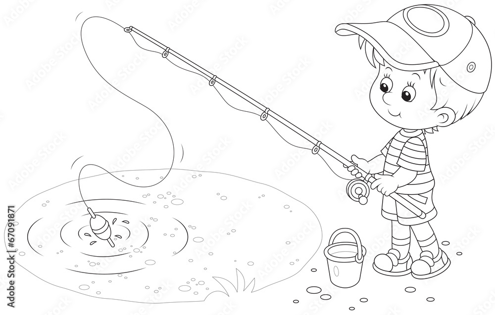 Little Boy fishing Stock Vector