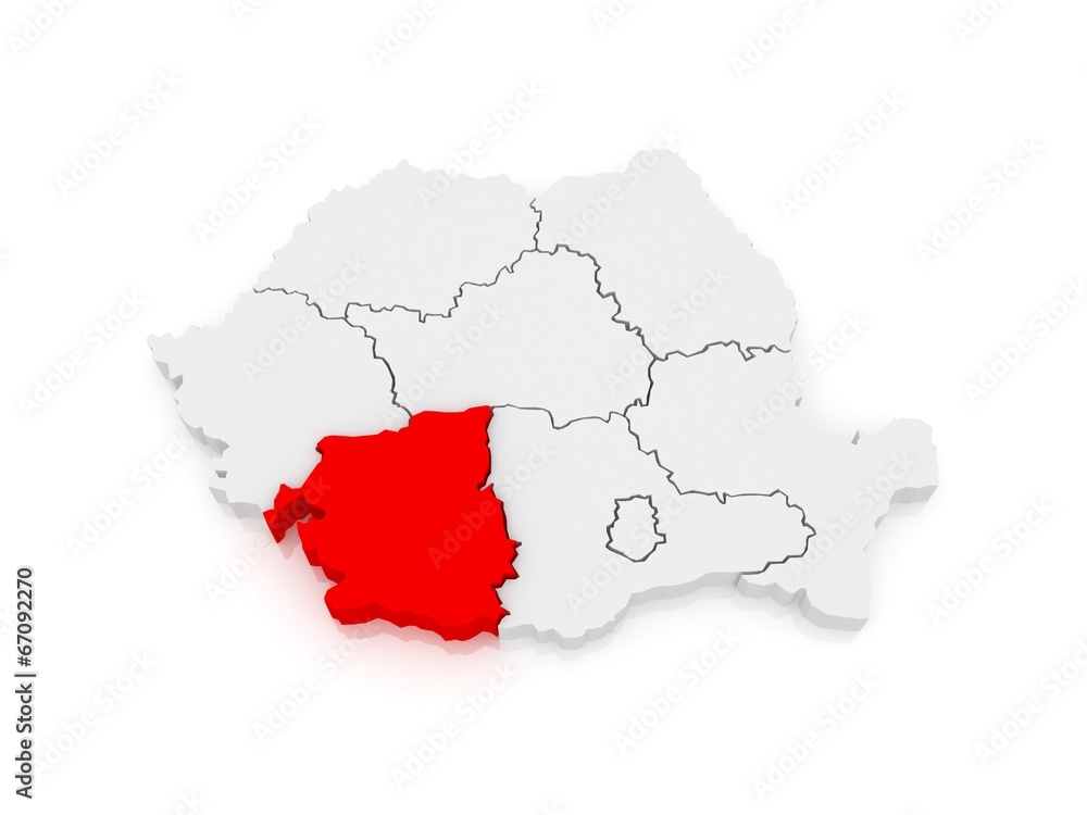 Obraz premium Map of Southwest Development Romania.