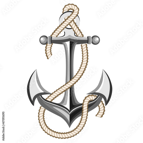 silver anchor with rope