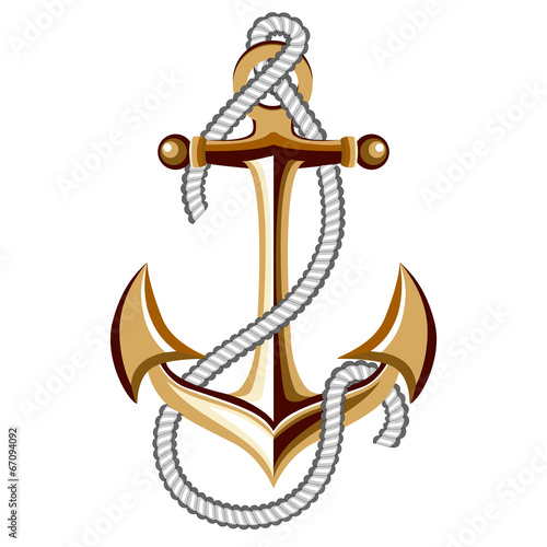 gold anchor with rope