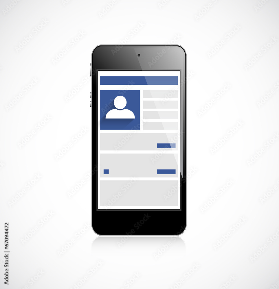 Screen mobile phone with social network app Screen mobile phone with social network app