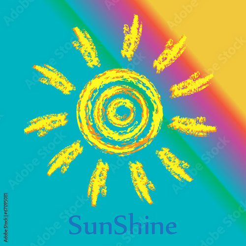 Ink sun on bright background, creative concept