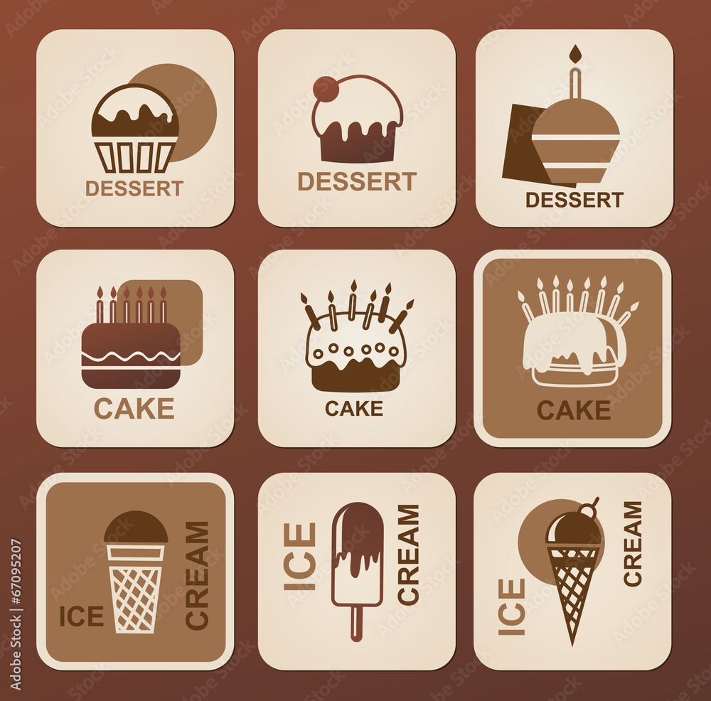 Food icons set. Vector symbols.