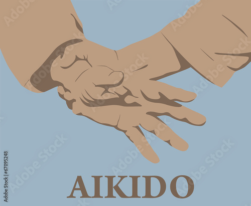 Illustration, capture of hands in Aikido