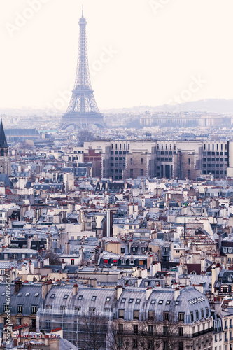 Aerial View of Paris with Eiffel Tower