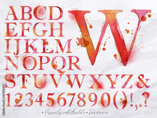 Obraz na płótnie Alphabet watercolor red w salonie
