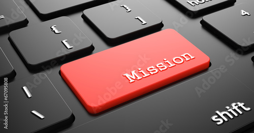 Tableau sur toile Mission on Red Keyboard Button.