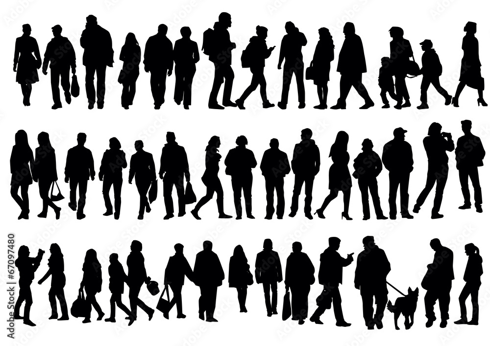 Silhouettes of people walking on the street Silhouettes of people walking on the street