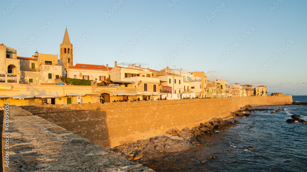 Old Town of Alghero, Sardinia Island, Italy in the sunset