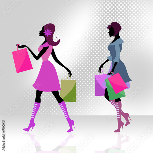Shopper Women Means Commercial Activity And Adults