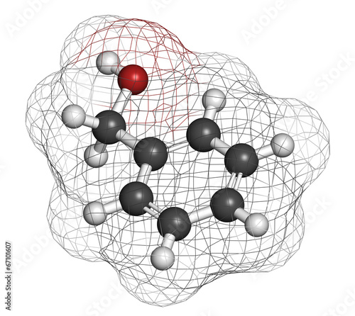 Benzyl alcohol solvent molecule. Used in manufacture of paint. photo