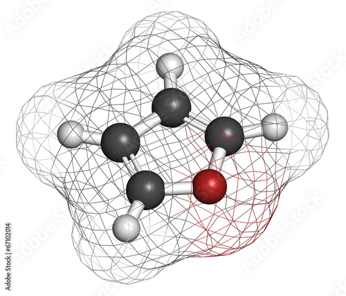 Furan heterocyclic aromatic molecule. photo