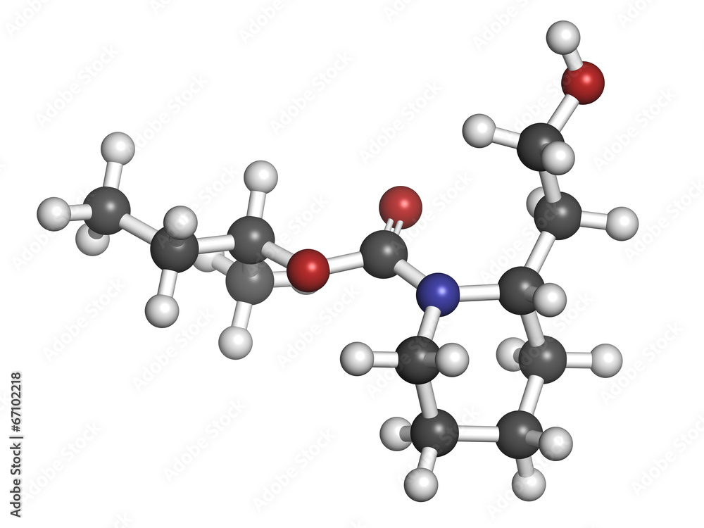 Icaridin (picaridine) insect repellent molecule. Icaridin (picaridine) insect repellent molecule.