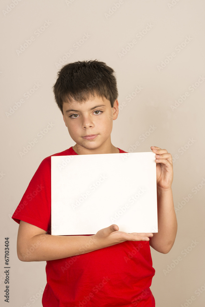 Young boy with sign