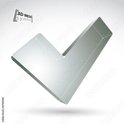 3d mesh black and white validation sign isolated on white backgr