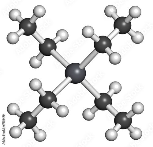 Tetraethyllead gasoline octane booster molecule. photo