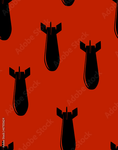 seamless pattern of bombs on red