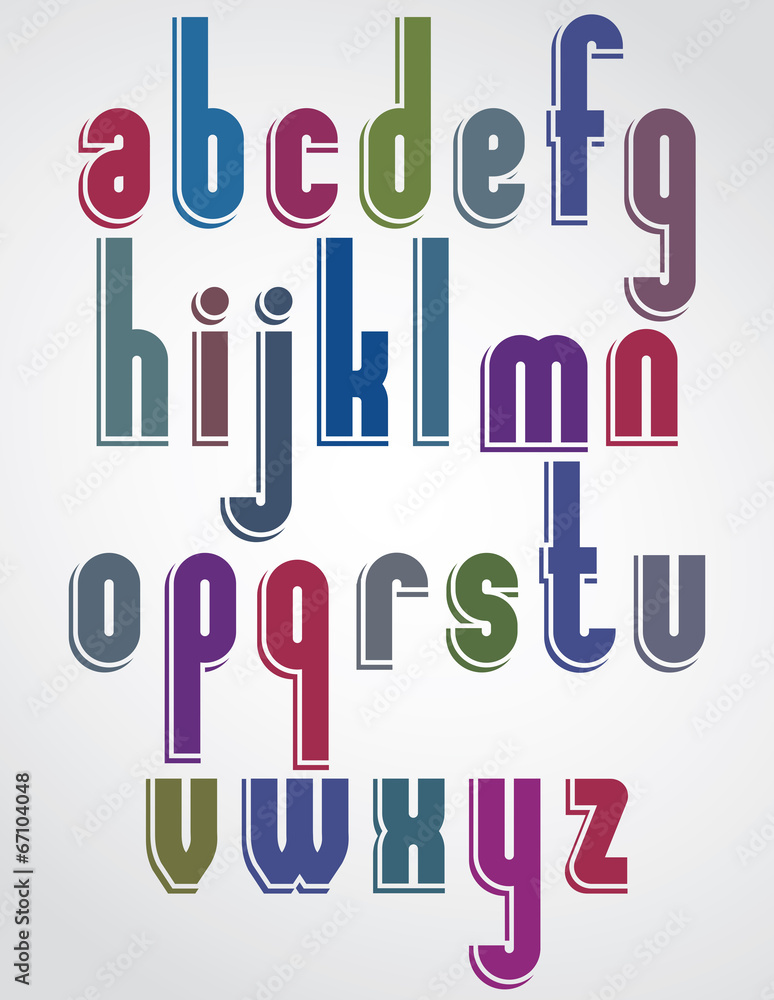 Colorful animated font, rounded lowercase letters with white out Colorful animated font, rounded lowercase letters with white out