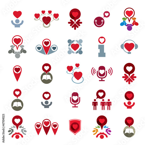 Love theme vector icons set...