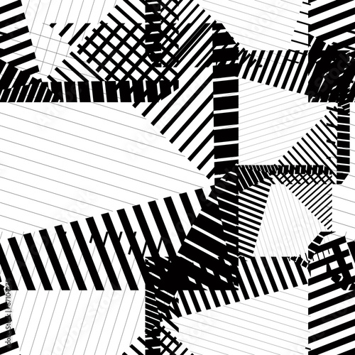 Black and white rhythmic textured endless pattern, continuous gr