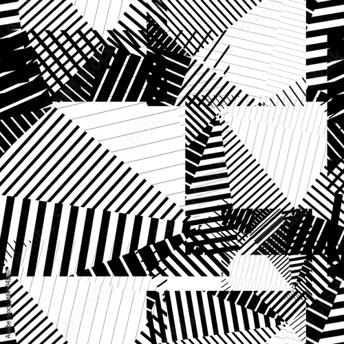 Black and white endless vector striped tiling, fashionable textu