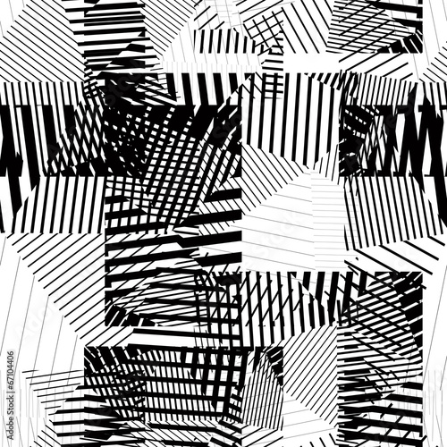 Black and white endless vector striped tiling, fashionable textu