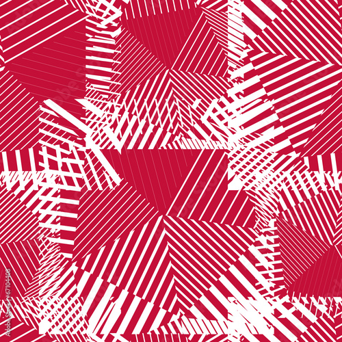 Abstract red lines seamless pattern. Vector psychedelic wallpape