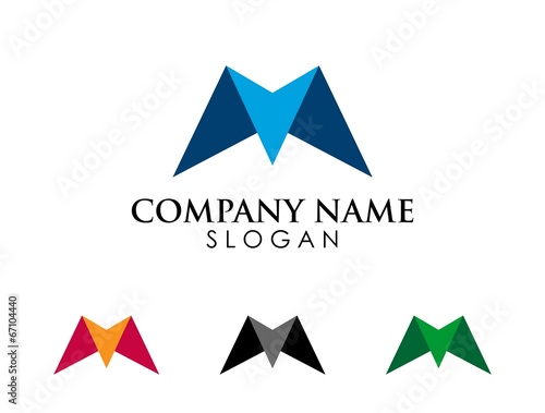 Letter M folded logo template