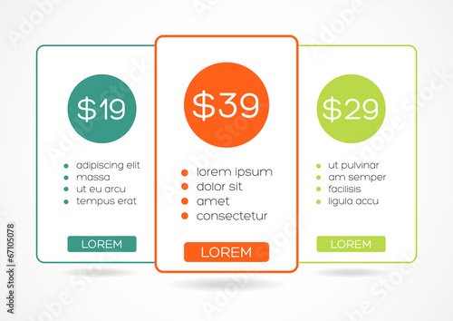 Colorful price table