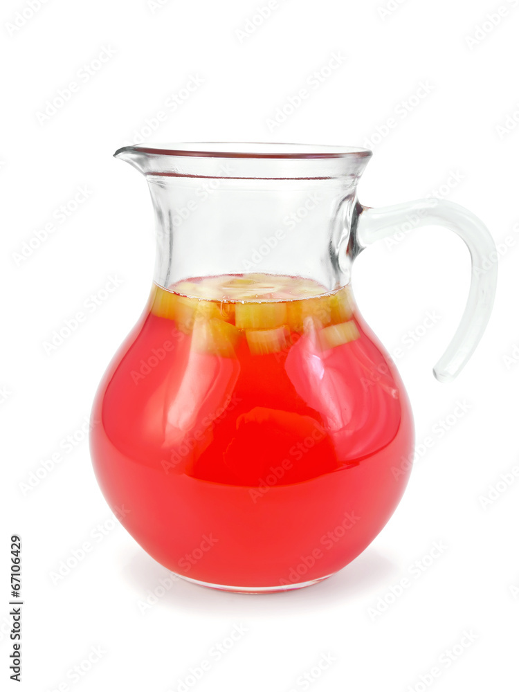 Compote from rhubarb in jug Compote from rhubarb in jug