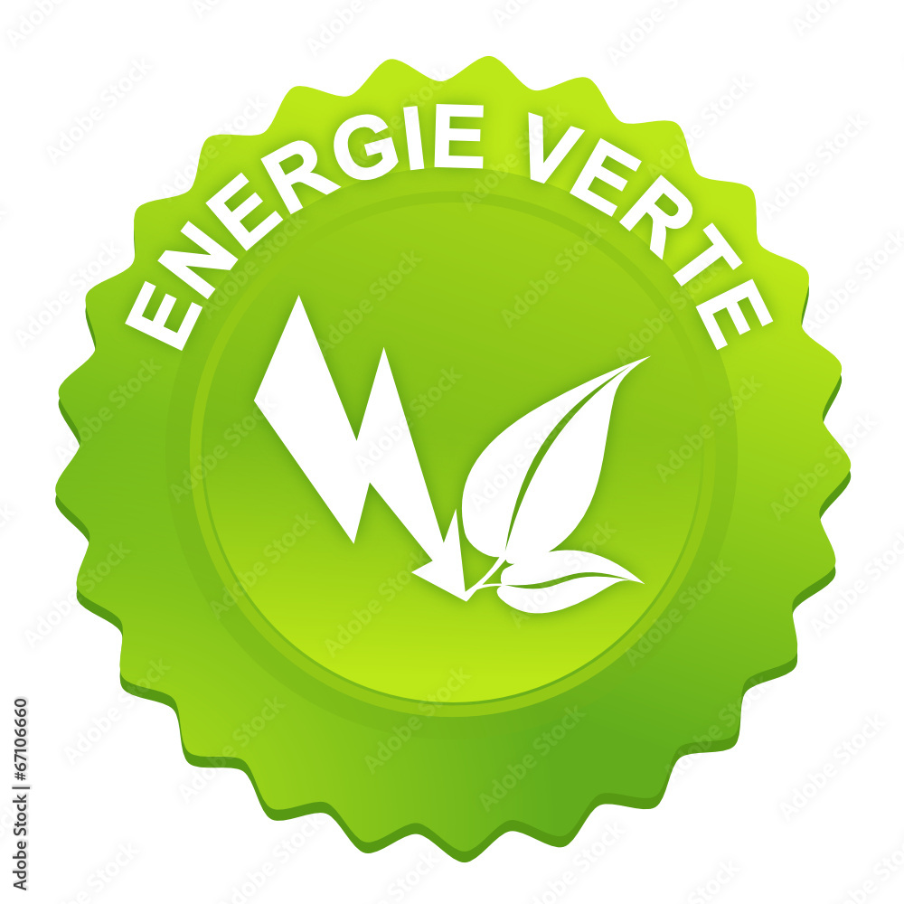 énergie verte sur bouton web denté vert