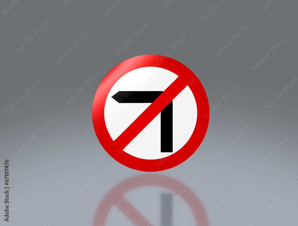 road sign no turn left road sign no turn left