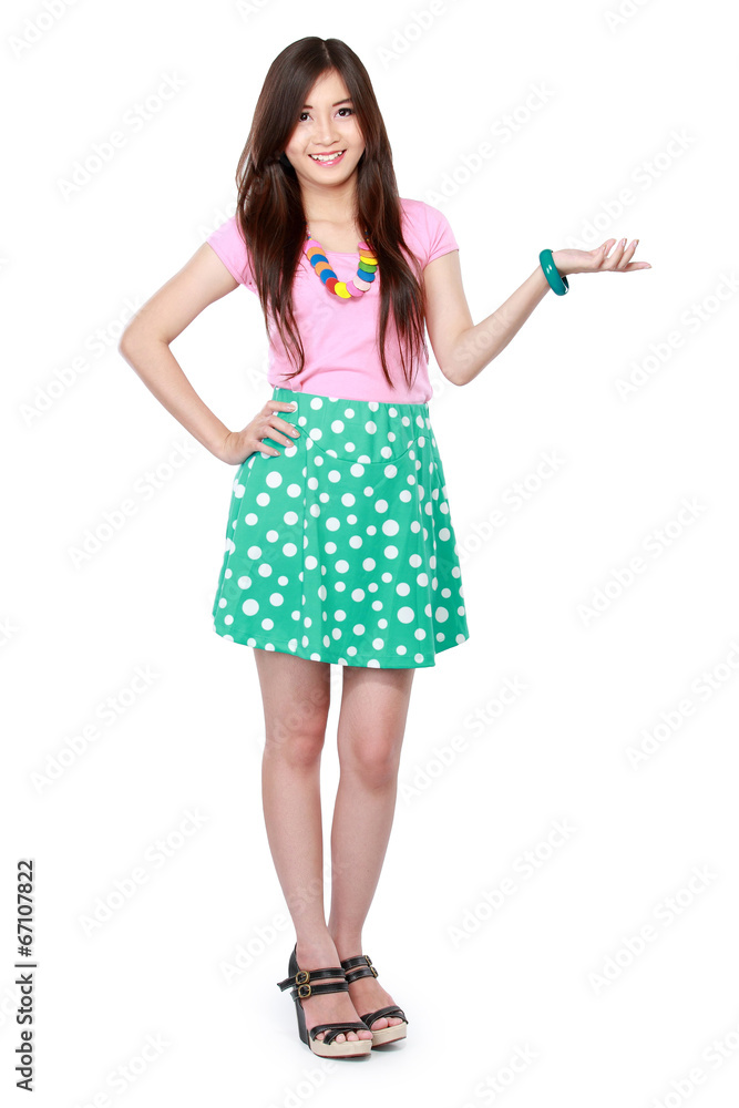 Portrait of a young girl showing blank area Portrait of a young girl showing blank area