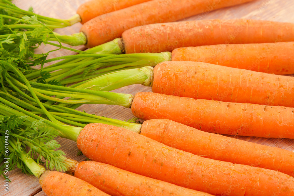 Fresh organic carrots with their tops Fresh organic carrots with their tops