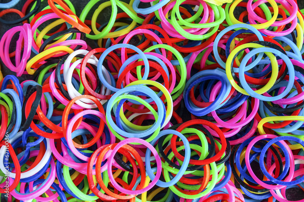 Colorful background Rainbow loom rubber bands fashion Stock Photo