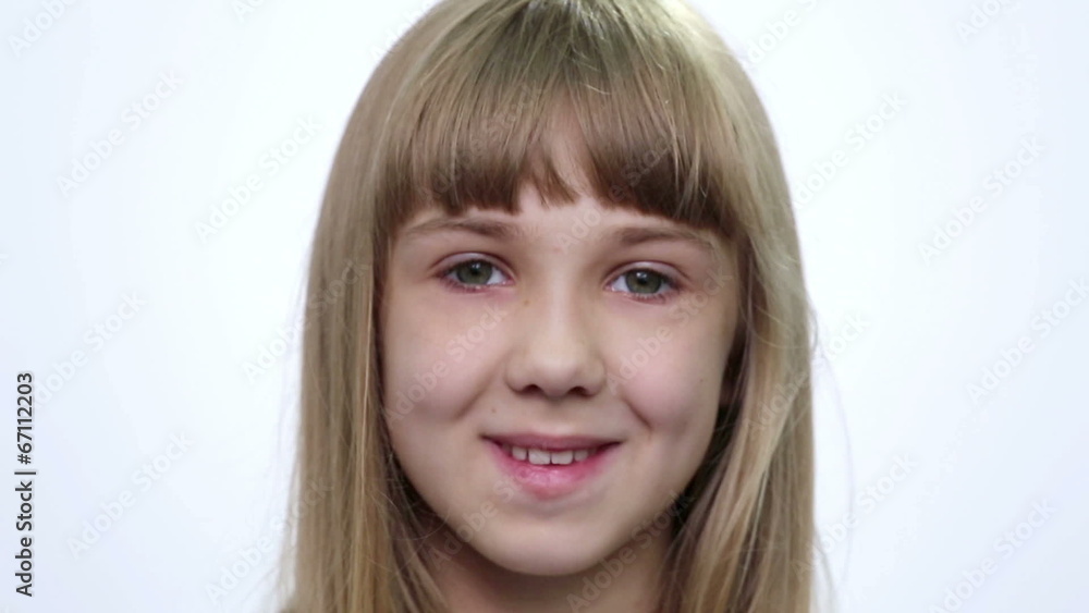 Portrait close up of smiling  girl face (emotions).