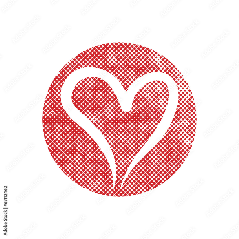 Heart vector icon with pixel print halftone dots texture. Heart vector icon with pixel print halftone dots texture.