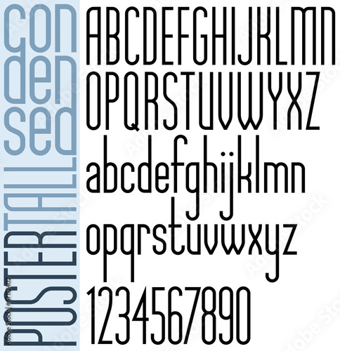 Poster black tall condensed font and numbers.