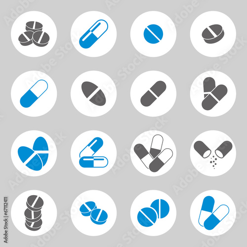 Medical pills icons set, ve...