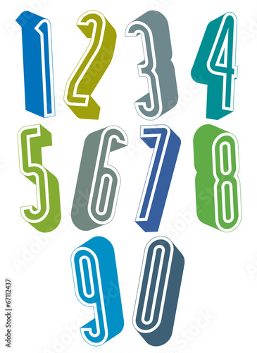 3d extra tall numbers set made with round shapes.