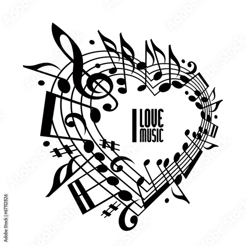 I love music concept, black...