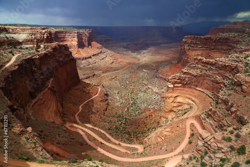 Canyonlands national park USA canyon road storm