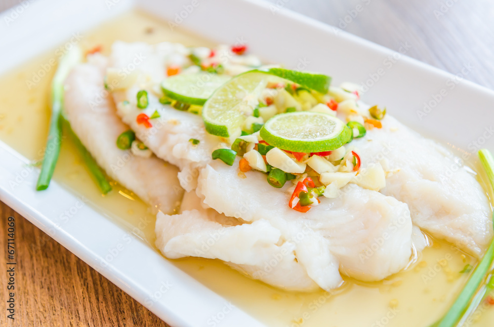 Steamed basa fish