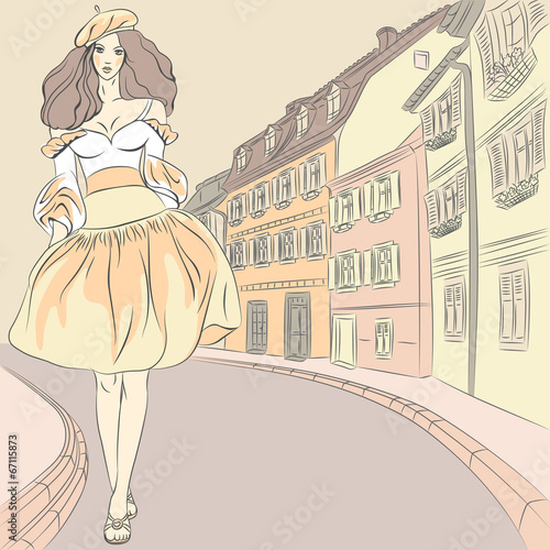 Vector beautiful fashion girls top models in dresses