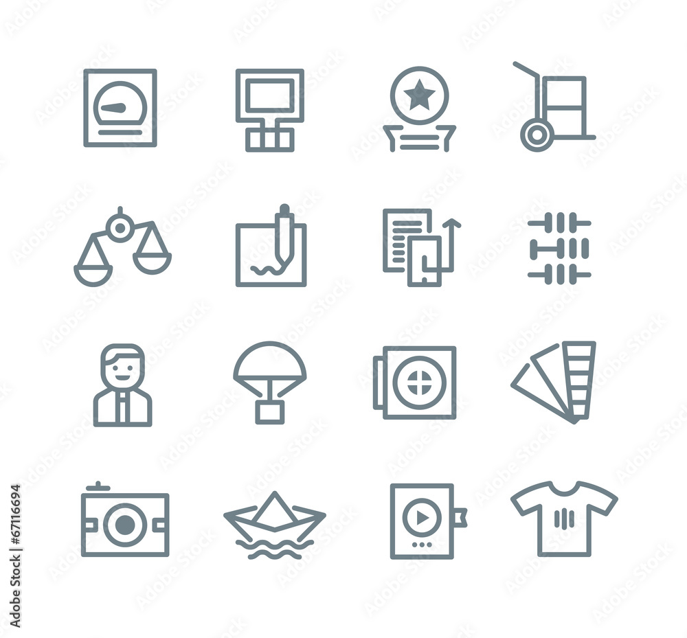 Printing industry icons in outline modern style for web, mobile Printing industry icons in outline modern style for web, mobile