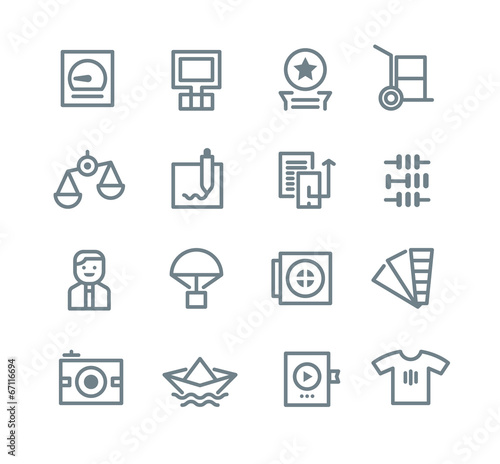 Printing industry icons in outline modern style for web, mobile