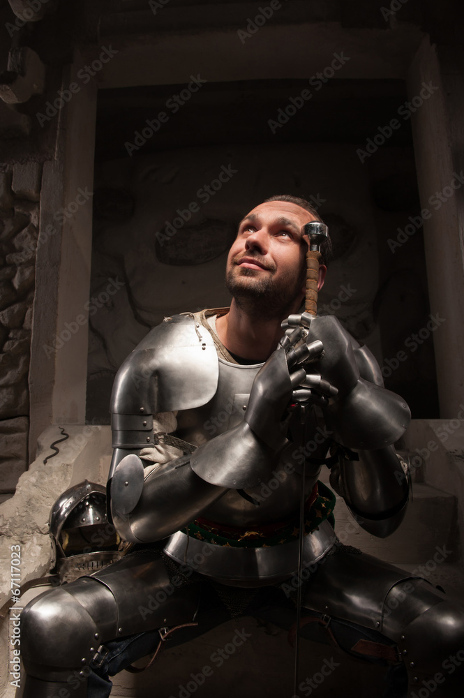 Emotional portrait of medieval Knight