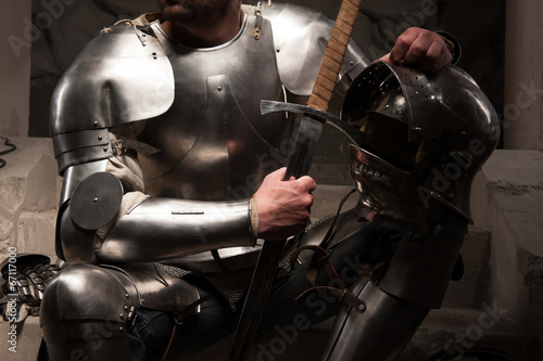 Valokuvatapetti Closeup portrait of medieval armor